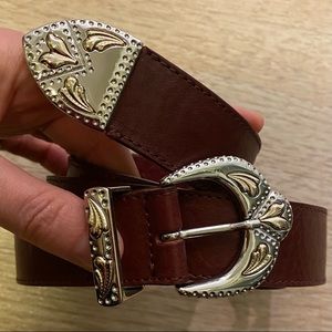 Maje burgundy western leather belt - size 1